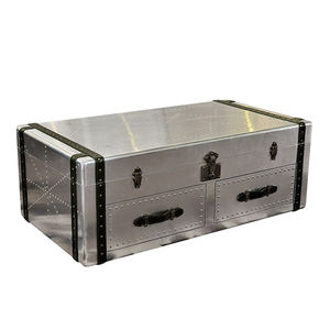 Leather & Alluminium coffee <b>table</b> - Product Image 3