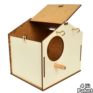 Nid en bois blanc 4 pièces à dessus ouvert avec <span class=keywords><strong>cage</strong></span> élégante pour animaux de compagnie - Product Image 5