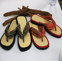 Tongs et sandales légères et respirantes en soie de cannelle et jonc de mer naturel, motif floral, tendance mode été-printemps, le meilleur du Vietnam