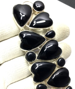 Natural black Chalcedony Silver Drop Earring Faceted onyx <b>Gemstone</b> <b>Bracelet</b> Woman Jewelry Wholesaler Price - Product Image 3