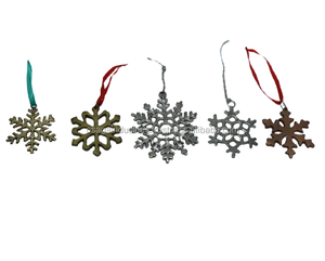 METAL SMALL TRUMPET LEAF TREE <b>SNOWFLAKE</b> ASSORTED HOT SELLING CHRISTMAS HANGING ORNAMENT SET - Product Image 3