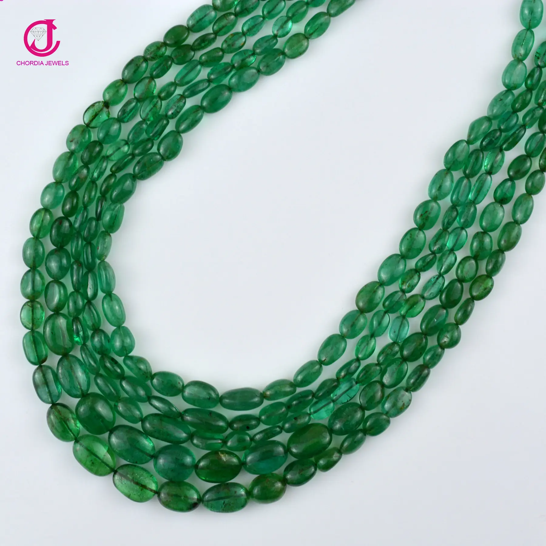 6x4mm - 10x8mm 100% Natural Zambian Emerald Oval Plain Beads Emerald Mani Shape Loose Gemstone For Jewelry Wholesale Supplier