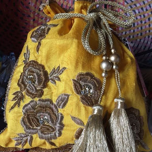 Fil à broder de luxe miroir travail Potli sacs soirée pochette fantaisie sacs-cadeaux sacs à main faits à la main en gros idéal pour la fête - Product Image 1