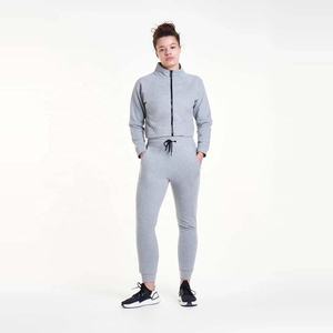 Sweat-shirt en molleton uni à col montant et fermeture éclair multicolore pour femme, manches longues, 100 % coton, idéal pour l'hiver - Product Image 4