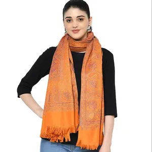 Écharpe longue en soie pour femmes, voile Hijab, imprimé d'éléphant, indien, Saree Kurti, Boho, mélange de laine, écharpe pashmina, chaude, collection