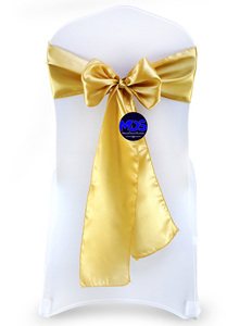 Ceinturage en Satin pour housse de chaise, 12 pcs/lot, décoration pour mariage et événements, couleur or - Product Image 1