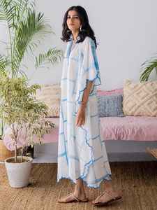 Ladies 100% Cotton Handmade Tie-Dye <b>Kaftan</b> Ankle Length Midi <b>Dresses</b> Woven Summer <b>Beach</b> Wear Eco-Friendly Outfit - Product Image 4
