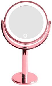 Espejo de aumento iluminado de oro rosa y acero inoxidable, espejo cosmético de diseño moderno para sala de estar - Product Image 2