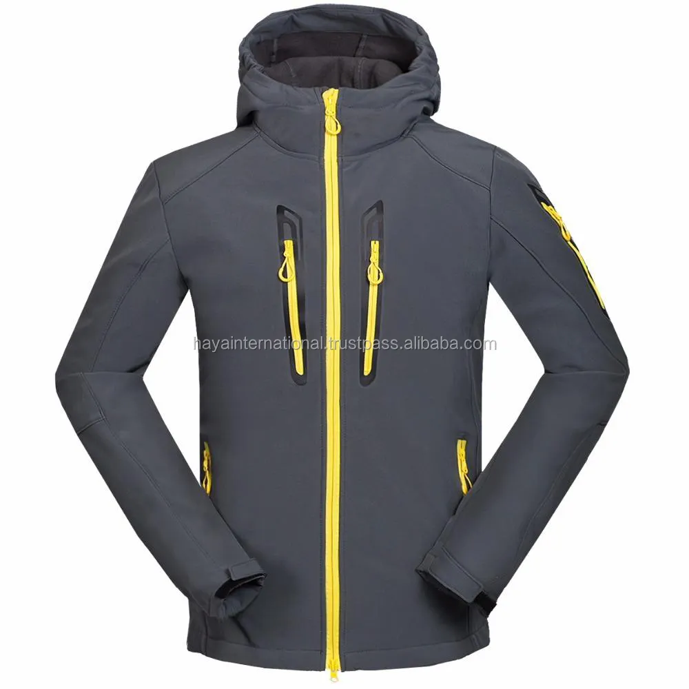 HISSJ4-Chaqueta de invierno con capucha para hombre, ropa cálida de Color gris, carcasa suave personalizada, para exteriores