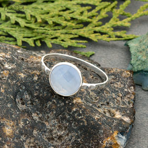 Vente chaude Bague Calcédoine Naturelle 8mm Forme Ronde Cabochon Bague en Pierre Précieuse Fabricant en Gros de Bijoux en Argent Sterling 925 - Product Image 2