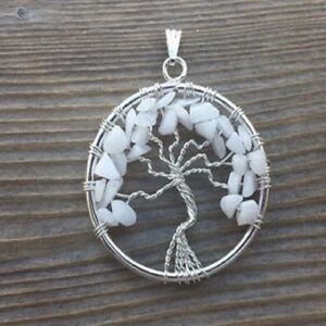 Beaux cristaux de guérison spirituelle naturelle Agate blanche Arbre de vie Pendentifs Pendentifs en gros pour bijoux - Product Image 4