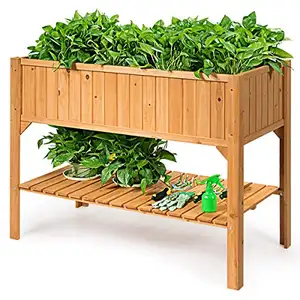 New Design Outdoor Garden Rectangular Planter Box Flower Pot Raised Wooden Planter