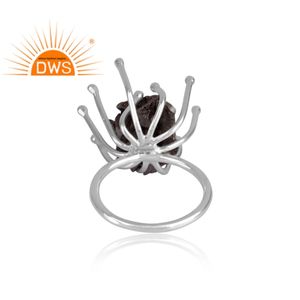 Design fait à la main 925 argent Sterling fin météorite naturelle pierres précieuses bague empilable fabricant de bijoux - Product Image 4