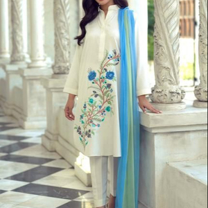 --BEAUTIFUL---NEW---EMBROIDERY---ON KURTA WITH--<b>PANT</b>---FOR Party-wear-dress with applique work for Party/ Wedding =2021. - Product Image 1