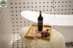 Plateau à thé et plateau de service en bois d'acacia de luxe en vente chaude avec poignée, décoration personnalisée et marque utilitaire - Product Image 4