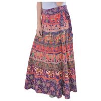 Jupe longue en satin imprimé éléphant, coton biologique, taille plus, décontractée, écologique, respirante, fabriquée à la main en Inde, pour femmes, été, 2 pièces