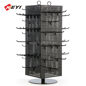 Cửa hàng bán lẻ Máy tính để bàn treo móc khóa xoay kim loại hiển thị đứng trang sức mũ nón <span class=keywords><strong>Spinner</strong></span> Kệ 4 bảng điều khiển Pegboard kệ trưng bày - Product Image 3