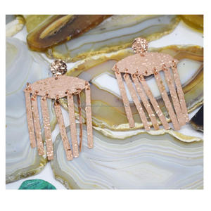 2025 Navidad círculo redondo Huggie hipoalergénico grandes pendientes de aro joyería hecha de hoja rectángulo latón Vintage pendientes - Product Image 5