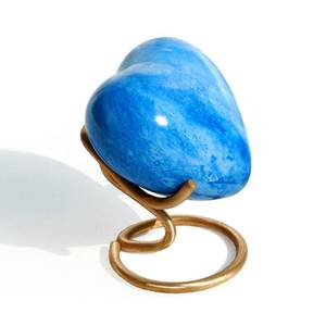 Blue Heart <b>Keepsake</b> Brass Made Urn for <b>Ashes</b> Used for Funeral Supplies and All Types of Brass Cremation Urns - Product Image 1