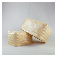 Panier de bambou fait à la main, corbeille écologique, vente en gros, tissée, fabrication naturelle, cadeau en feuille de palmier, boîte d'emballage