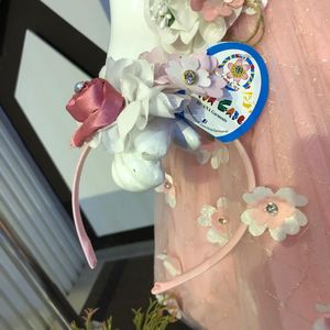 Nouvel ensemble de robe élégante en satin à imprimé floral pour filles Robe de bal fantaisie de style princesse pour mariage et fête d'anniversaire - Product Image 3