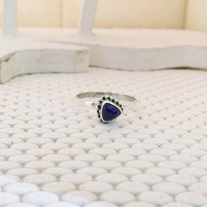 Delicado anillo de Plata de Ley 925, piedra preciosa de lapislázuli azul, joyería bonita hecha a mano con diamante, ajuste de bisel de alta calidad, directo - Product Image 3