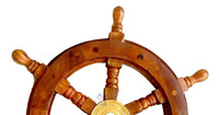 Grand volant de bateau en bois vintage de 12 pouces, en laiton, décoration murale pour les chambres à thème pirate