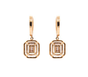 Precioso corte redondo diamante piedra preciosa 18K oro rosa sólido hecho a mano mujeres gota pendientes joyería para venta al por mayor - Product Image 4