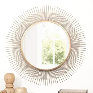 Heavy duty Home Bathroom Bedroom Living Room Wall Hanging Mirror Decor metal Round Mirror gold wired