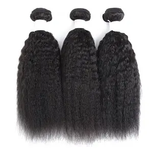 Kinky Straight Virgin Brazilian Hair Weave 100% Human Hair Bundles Remy Afro Yaki Hair Extensions Kinky Straight Wholesale Price