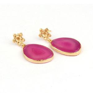 Boucles d'oreilles en agate avec pierres précieuses naturelles, en forme de goutte, en or galvanisé, cadeau pour femmes et filles, bijoux, cadeau pour femmes - Product Image 4