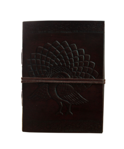 Cuaderno de Cuero Vintage de Tapa Dura Marrón Oscuro con Grabado Clásico Hecho a Mano al por Mayor, Hermosa Textura con Estampado de Pavo Real, Personalizable - Product Image 1