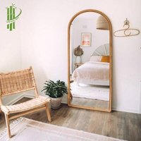 Soporte de espejo de bambú para decoración del hogar, marco de ratán para tocador decorativo, espejo de pie para suelo, cuerpo completo largo