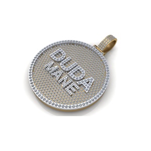 Collier personnalisé pour homme en argent 925 plaqué rhodium, serti de diamants, avec inscription, lettre en moissanite, style hip-hop, rappeur, soirées de gala, pendentif en diamant - Product Image 1