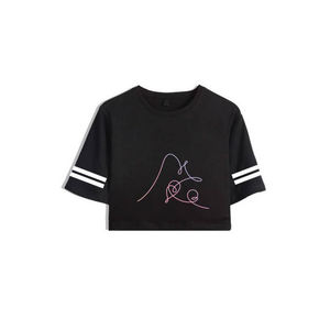 Último diseño sólido en blanco Crop Top personalizado mujeres camisetas nuevas señoras de moda Crop Top mujeres camisetas - Product Image 6