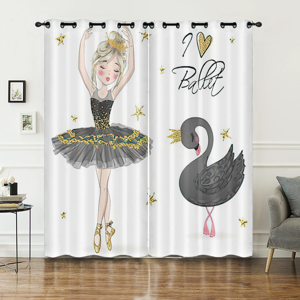 Открытая занавеска с изображением балета девочки черного лебедя принцессы 180 г короткая плюшевая утолщенная детская комната принцессы