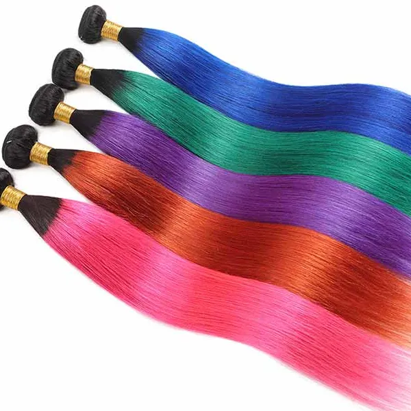 Best Hair PINK ORANGE GREEN BLUE RED PURPLE Colorful Hair Bundles Cuticle Aligned 100% Indian Virgin Human Hair Lace Front Wigs