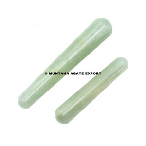 Venta al por mayor de salud belleza Jade piedra pluma masajeador acupuntura <span class=keywords><strong>Natural</strong></span> Aventurina verde Yoni varita Guasha Facial herramienta - Product Image 2