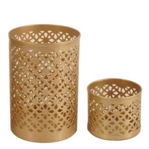 Lanterne en métal britannique antique bonne vente revêtement en poudre d'or découpe laser bougie fantaisie faisant support nouveau Style bougie pot - Product Image 1