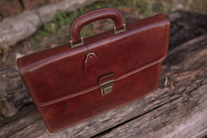 Porte-documents et sac messager unisexe en cuir véritable avec étui rigide personnalisé, modèle TRE-0045 - Product Image 6