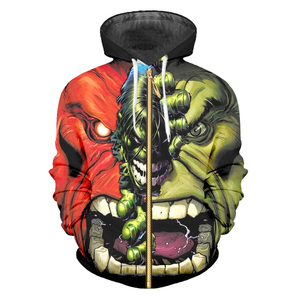 Sublimazione 3D Custom Street wear rosso e verde Monster Zipper felpa con cappuccio da uomo Hip Hop <span class=keywords><strong>abbigliamento</strong></span> all'ingrosso - Product Image 5