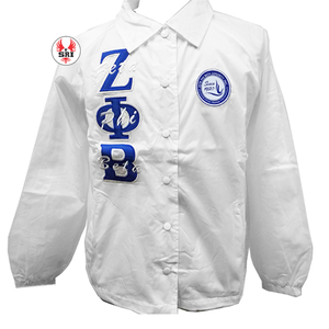 แจ็กเก็ตกันลม Zeta phi Beta เสื้อโค้ชสำหรับผู้ชายน้ำหนักเบาเสื้อกีฬาไนลอนกันฝนสำหรับผู้ชายโลโก้ออกแบบได้ตามต้องการ - Product Image 1