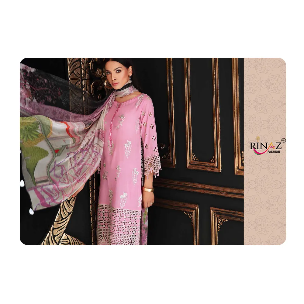 2021 Latest Design of Pakistani Style Dress in Pure Cotton and Heavy Embroidery For Bulk Supply