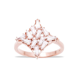 การออกแบบทางเรขาคณิตเหลี่ยมออกแบบบาแกตต์เพทายหินคลัสเตอร์แหวนขายส่ง925เครื่องประดับเงินสเตอร์ลิง - Product Image 1