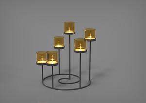 เชิงเทียนตกแต่งสไตล์โมเดิร์นแบบแขวนแก้ว 5 เทียน ของตกแต่งกลางโต๊ะ ผสมผสานโลหะและไม้ - Product Image 4