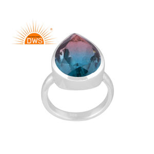 Diseñador hecho a mano de plata esterlina fina Natural Bio Alexanderite Doublet Cuarzo Piedra preciosa Anillo apilable Fabricante de joyas - Product Image 1