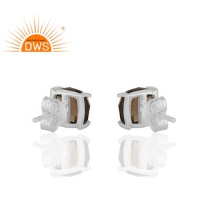 ต่างหูเงินแท้ประดับควอตซ์สโมคกี้ธรรมชาติ รุ่นขายดีประจำปี 2026 สำหรับผู้หญิง จากผู้ผลิตเครื่องประดับ - Product Image 3