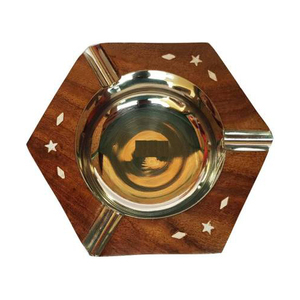 Wooden Cigar <b>Ashtray</b> ool <b>Ashtrays</b> Cigar Gifts for Men Metal Cigar Tray with Solid Wood for Home Office hotels - Product Image 3