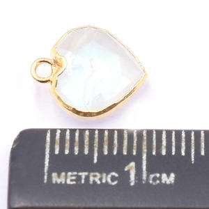 Rainbow <b>Moonstone</b> 11-13mm Heart Shape Pendant Brass Gold Plated Jewelry Findings with Bail For Jewellery Making - Product Image 2