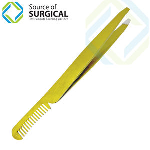 Pinzas para cejas estilo peine de color dorado con punta inclinada Nuevo producto - Product Image 1